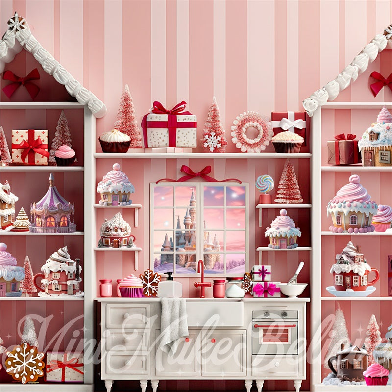 Kate Pink Cupcake Cocoa Kitchen Backdrop Designed by Mini MakeBelieve - Kate Backdrop AU