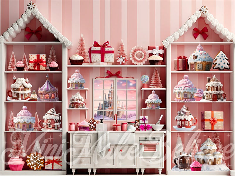 Kate Pink Cupcake Cocoa Kitchen Backdrop Designed by Mini MakeBelieve - Kate Backdrop AU