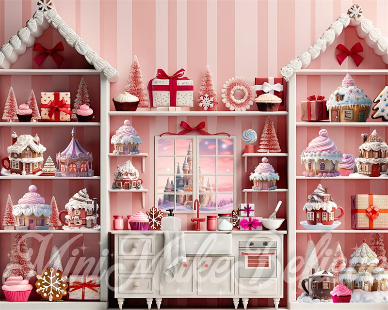 Kate Pink Cupcake Cocoa Kitchen Backdrop Designed by Mini MakeBelieve - Kate Backdrop AU