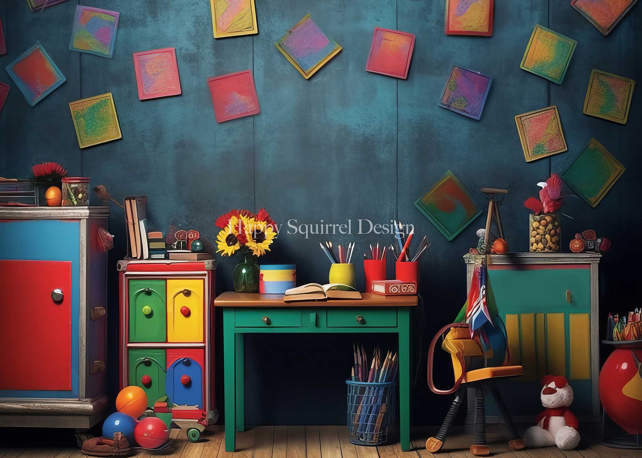 Kate Colorful Classroom Backdrop Designed by Happy Squirrel Design - Kate Backdrop AU