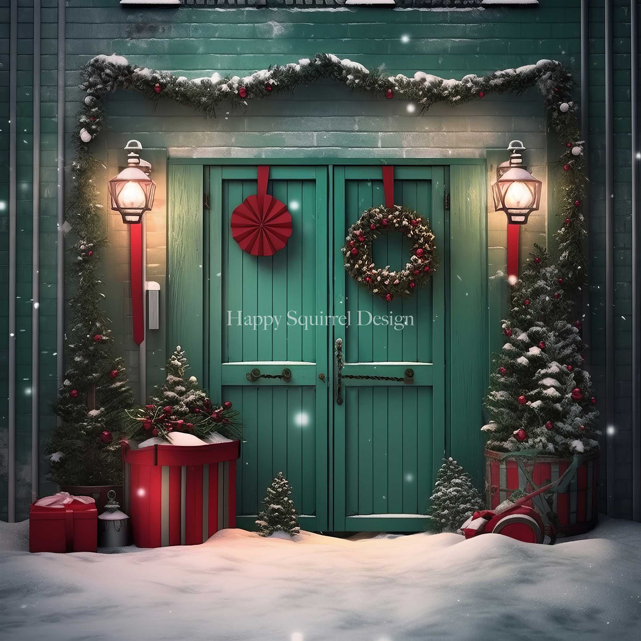 Kate Green Holiday Door Designed by Happy Squirrel Design - Kate Backdrop AU