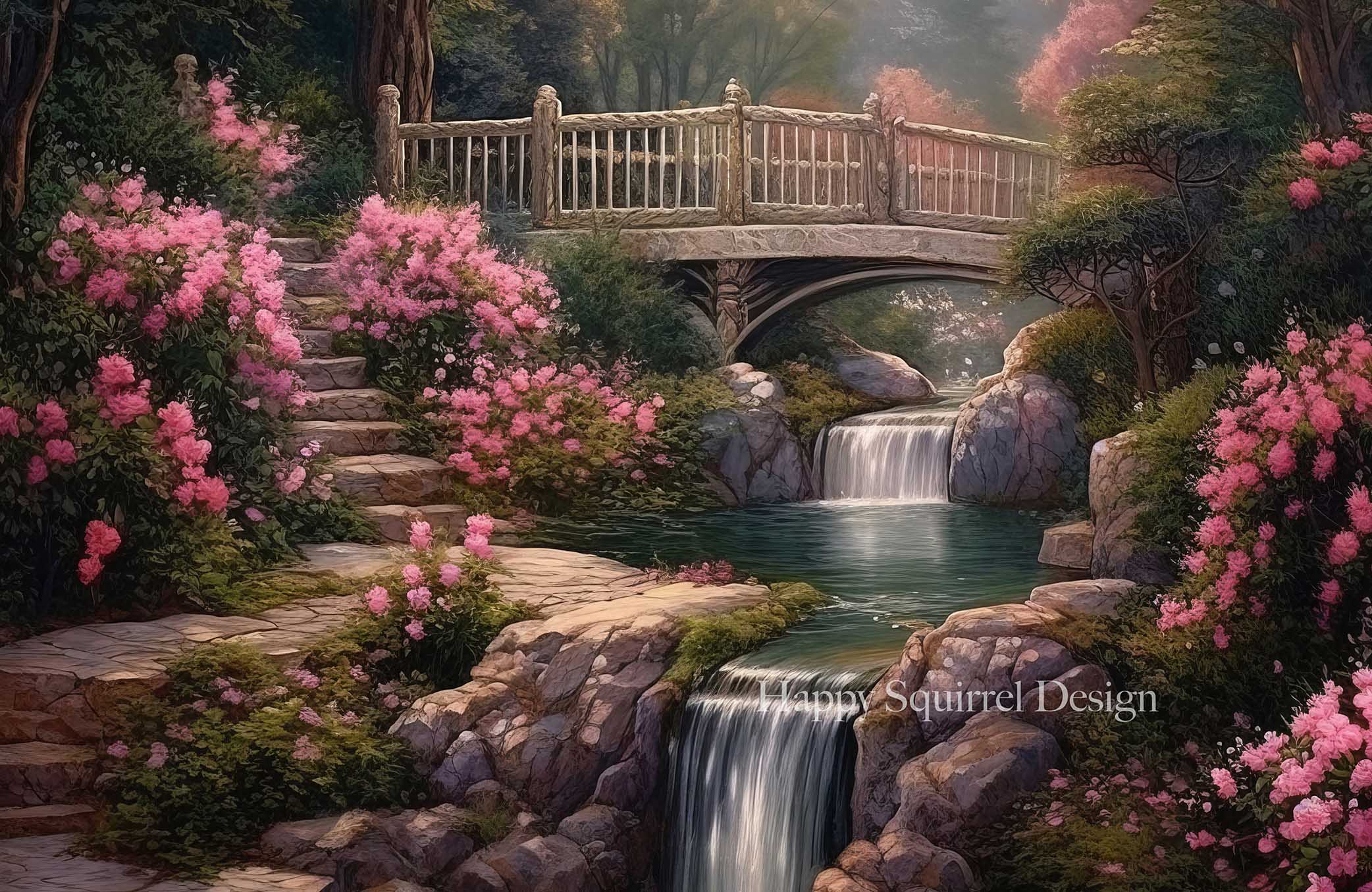 Kate Waterfall Rose Garden Backdrop Designed by Happy Squirrel Design - Kate Backdrop AU