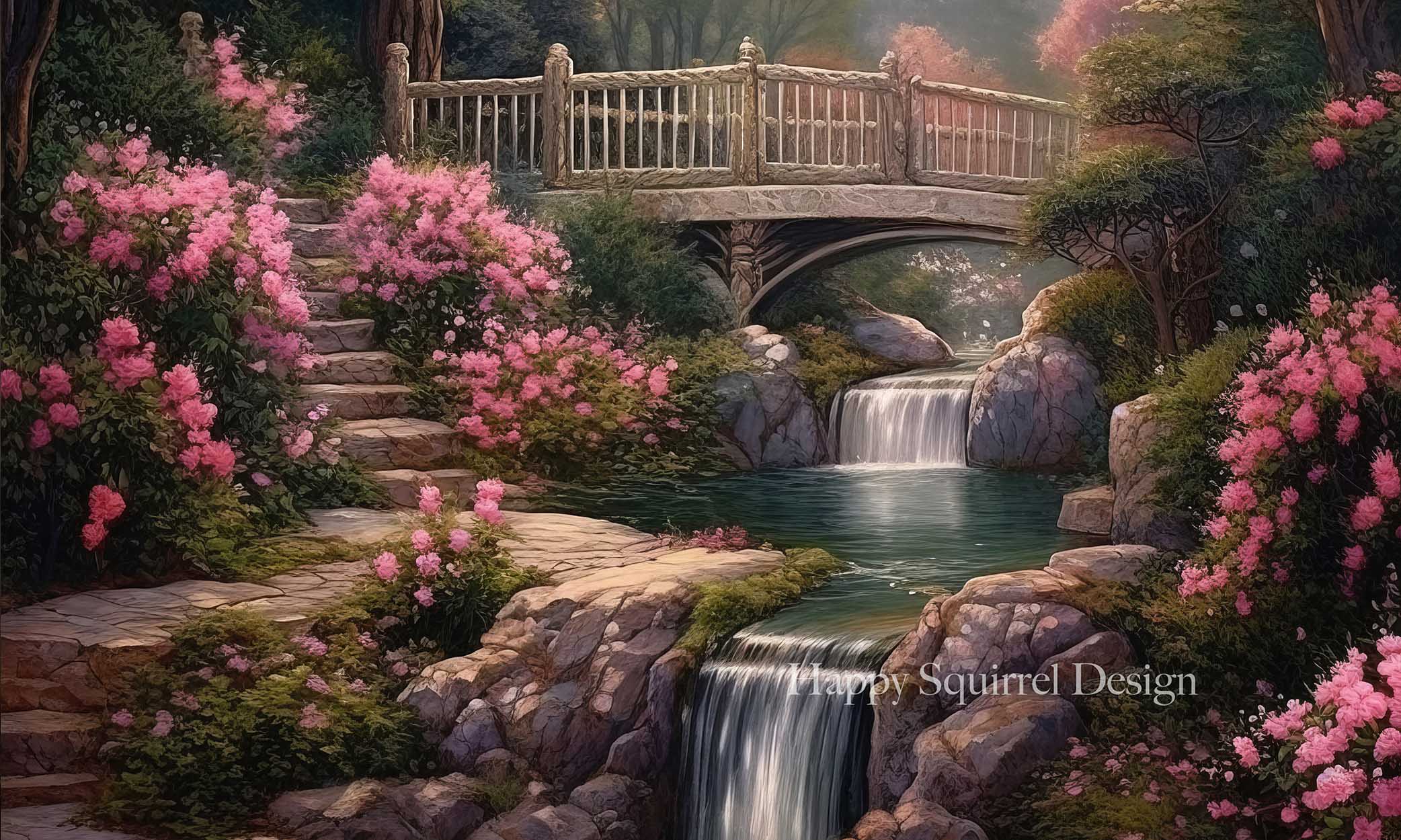 Kate Waterfall Rose Garden Backdrop Designed by Happy Squirrel Design - Kate Backdrop AU