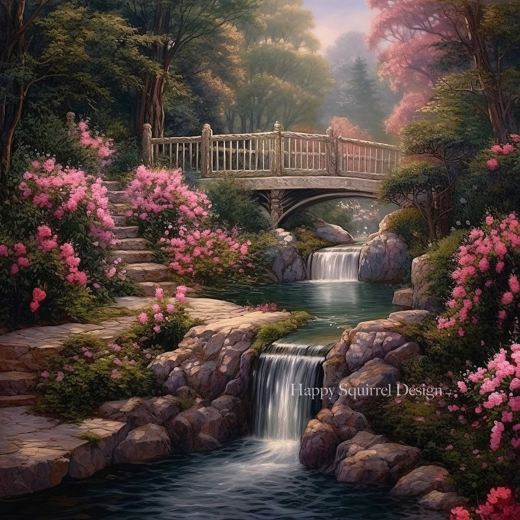 Kate Waterfall Rose Garden Backdrop Designed by Happy Squirrel Design - Kate Backdrop AU