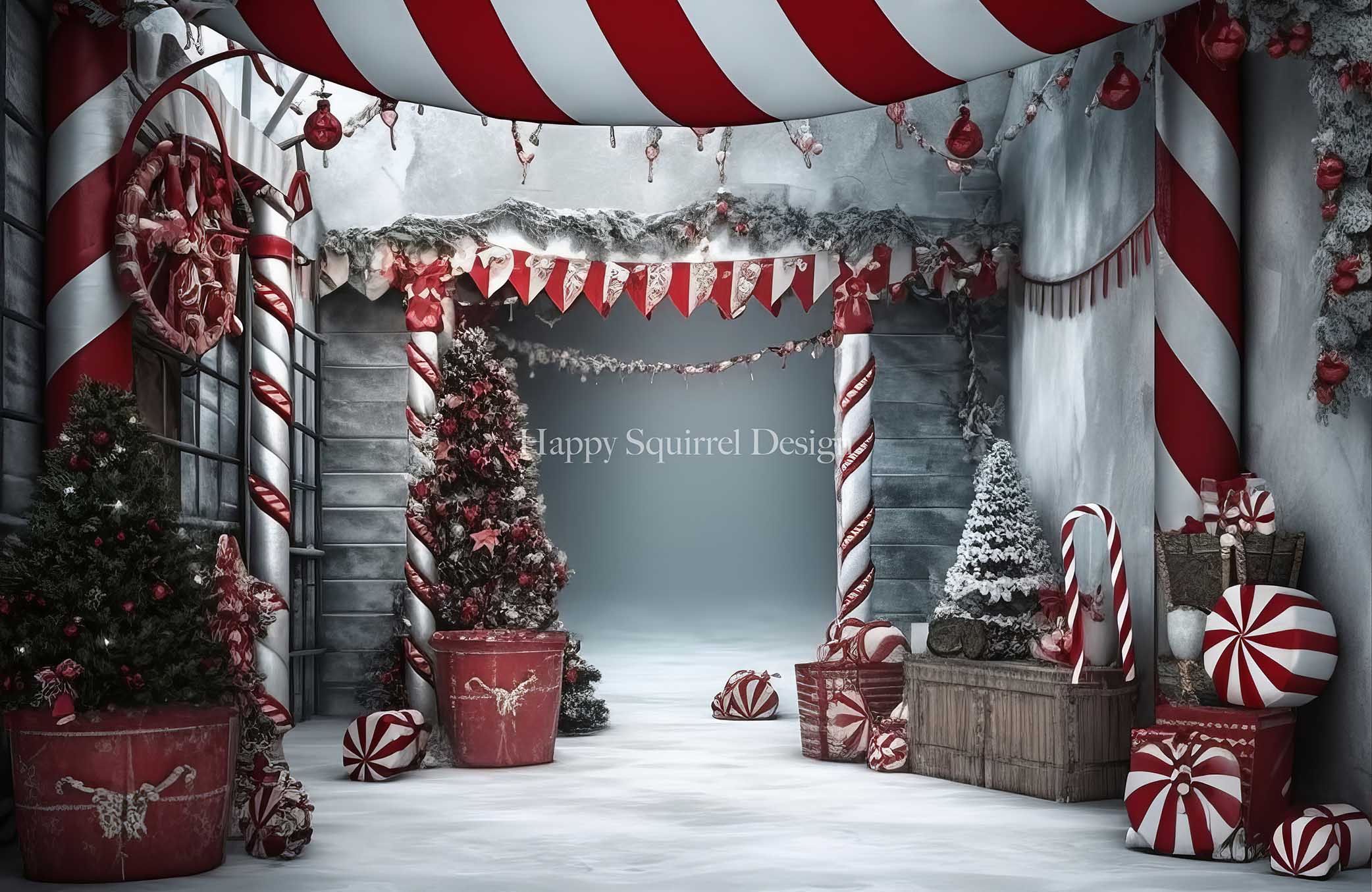 Kate Winter Candy Cane Path Backdrop Designed by Happy Squirrel Design - Kate Backdrop AU