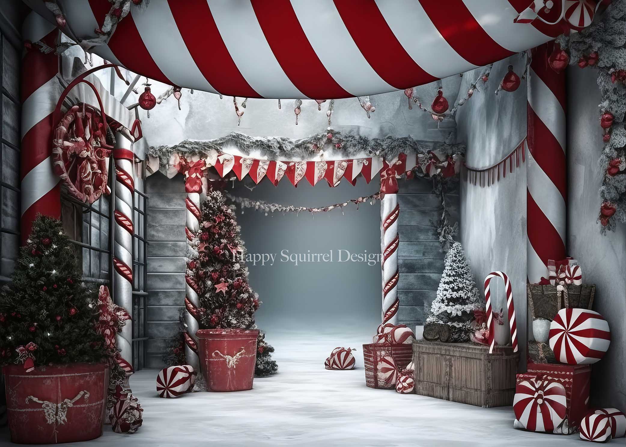 Kate Winter Candy Cane Path Backdrop Designed by Happy Squirrel Design - Kate Backdrop AU