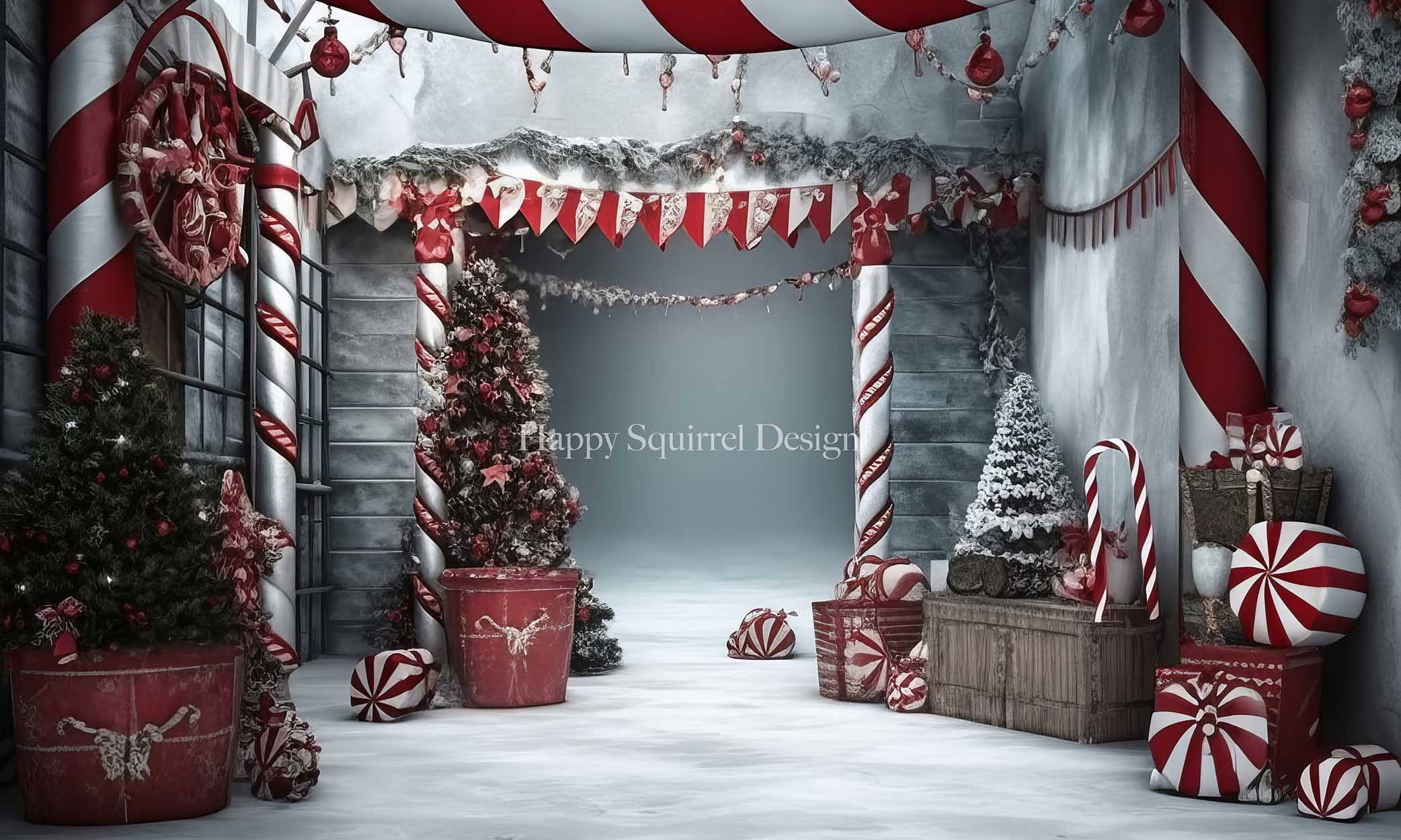 Kate Winter Candy Cane Path Backdrop Designed by Happy Squirrel Design - Kate Backdrop AU