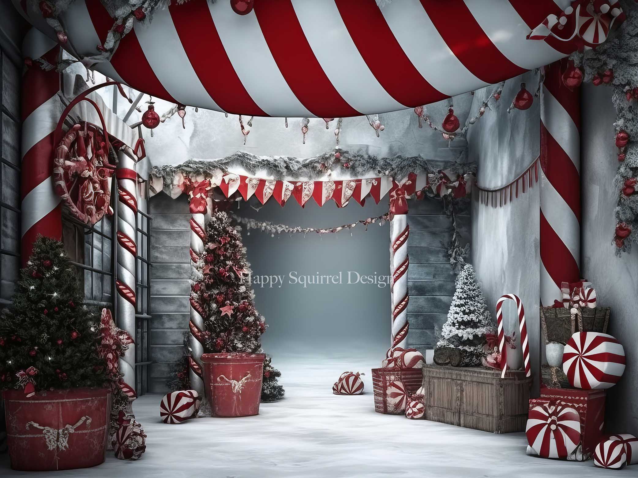 Kate Winter Candy Cane Path Backdrop Designed by Happy Squirrel Design - Kate Backdrop AU