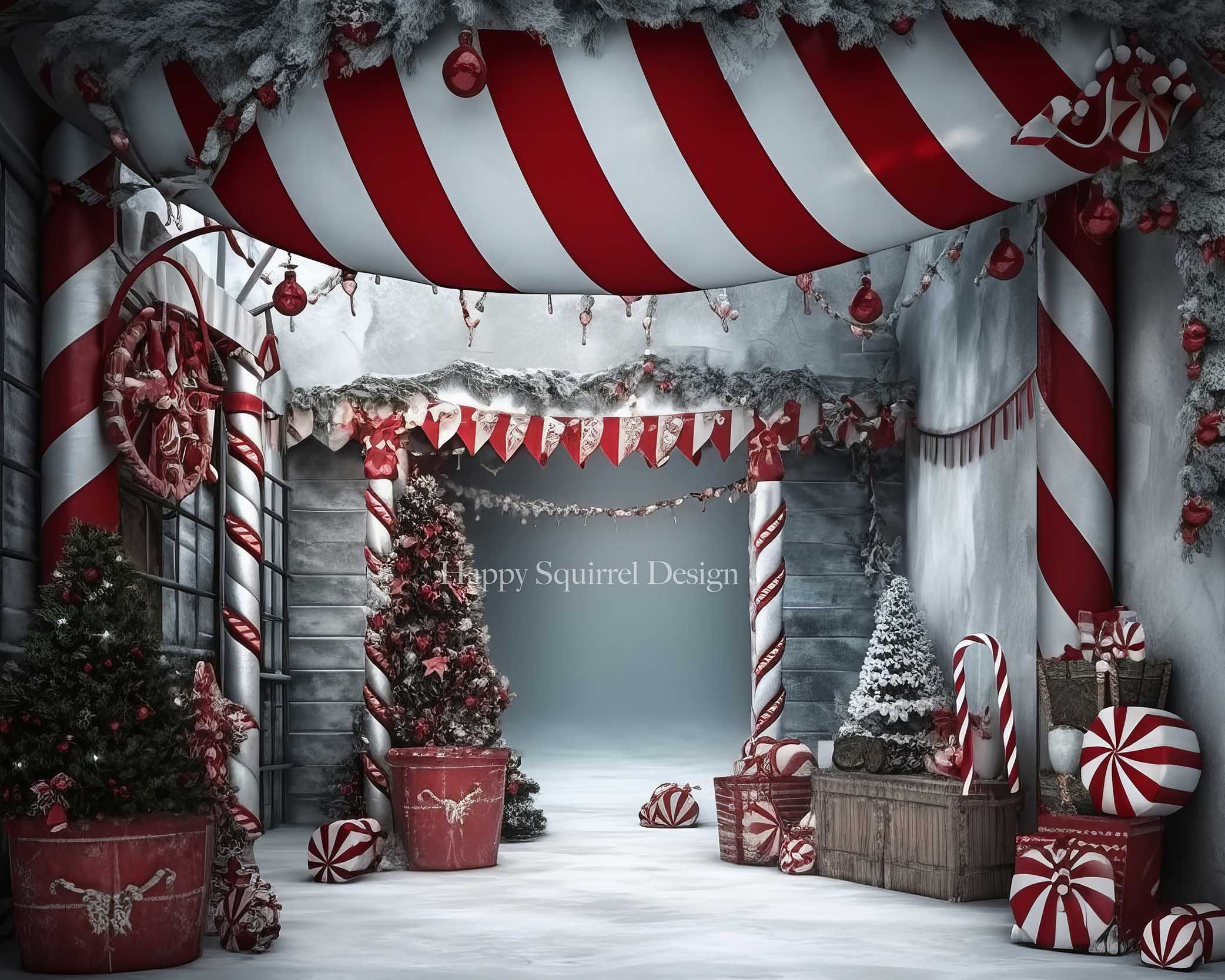 Kate Winter Candy Cane Path Backdrop Designed by Happy Squirrel Design - Kate Backdrop AU