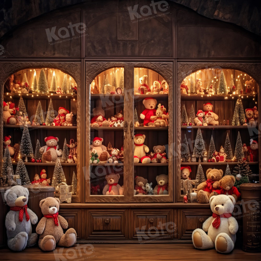 Kate Bear Toy Christmas Backdrop for Photography - Kate Backdrop AU
