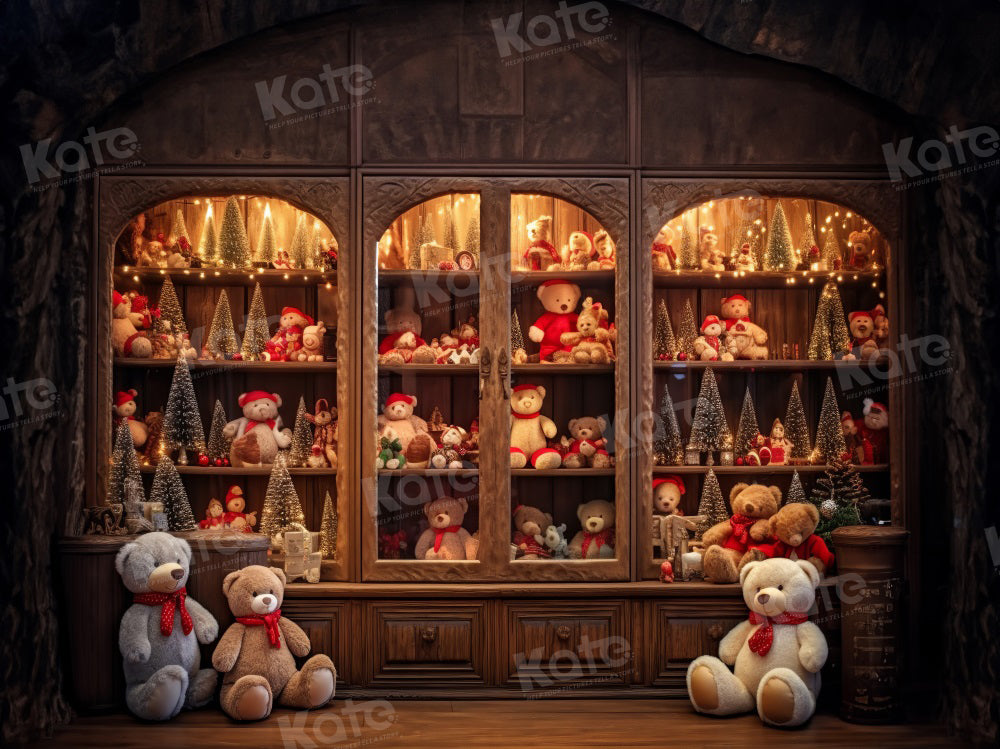 Kate Bear Toy Christmas Backdrop for Photography - Kate Backdrop AU