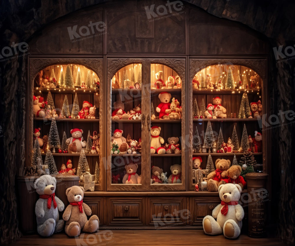 Kate Bear Toy Christmas Backdrop for Photography - Kate Backdrop AU