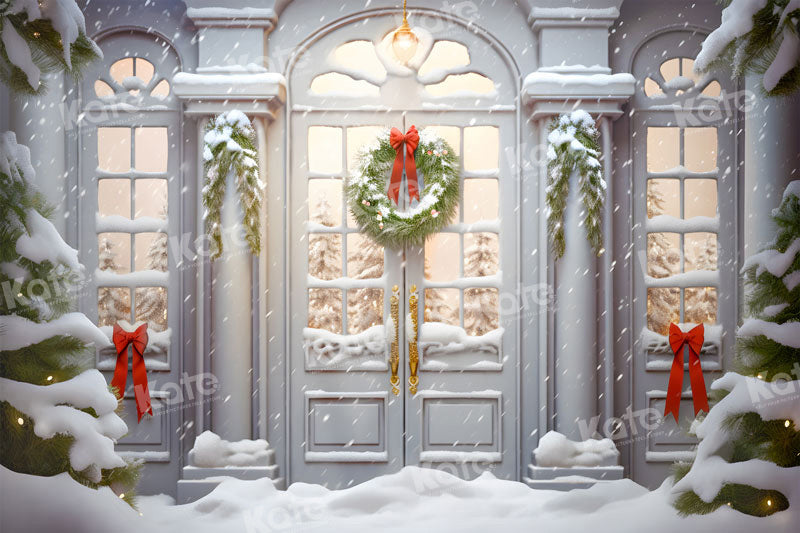 Kate Winter Christmas White Door Yard Backdrop for Photography - Kate Backdrop AU