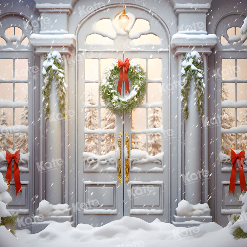 Kate Winter Christmas White Door Yard Backdrop for Photography - Kate Backdrop AU