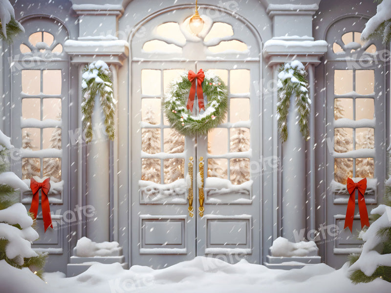 Kate Winter Christmas White Door Yard Backdrop for Photography - Kate Backdrop AU