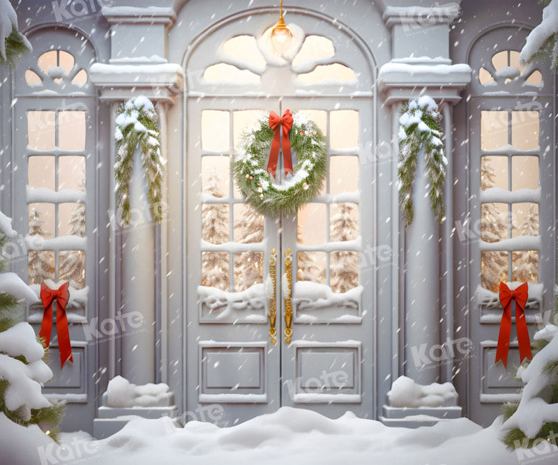 Kate Winter Christmas White Door Yard Backdrop for Photography - Kate Backdrop AU