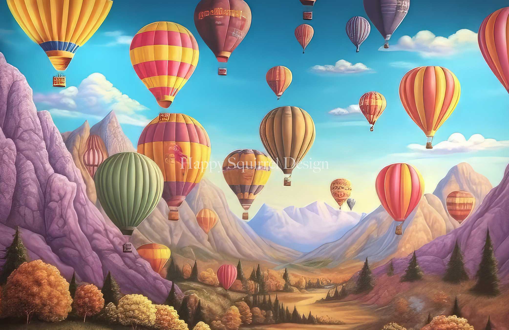 Kate Mountainside Air Balloons Backdrop Designed by Happy Squirrel Design - Kate Backdrop AU