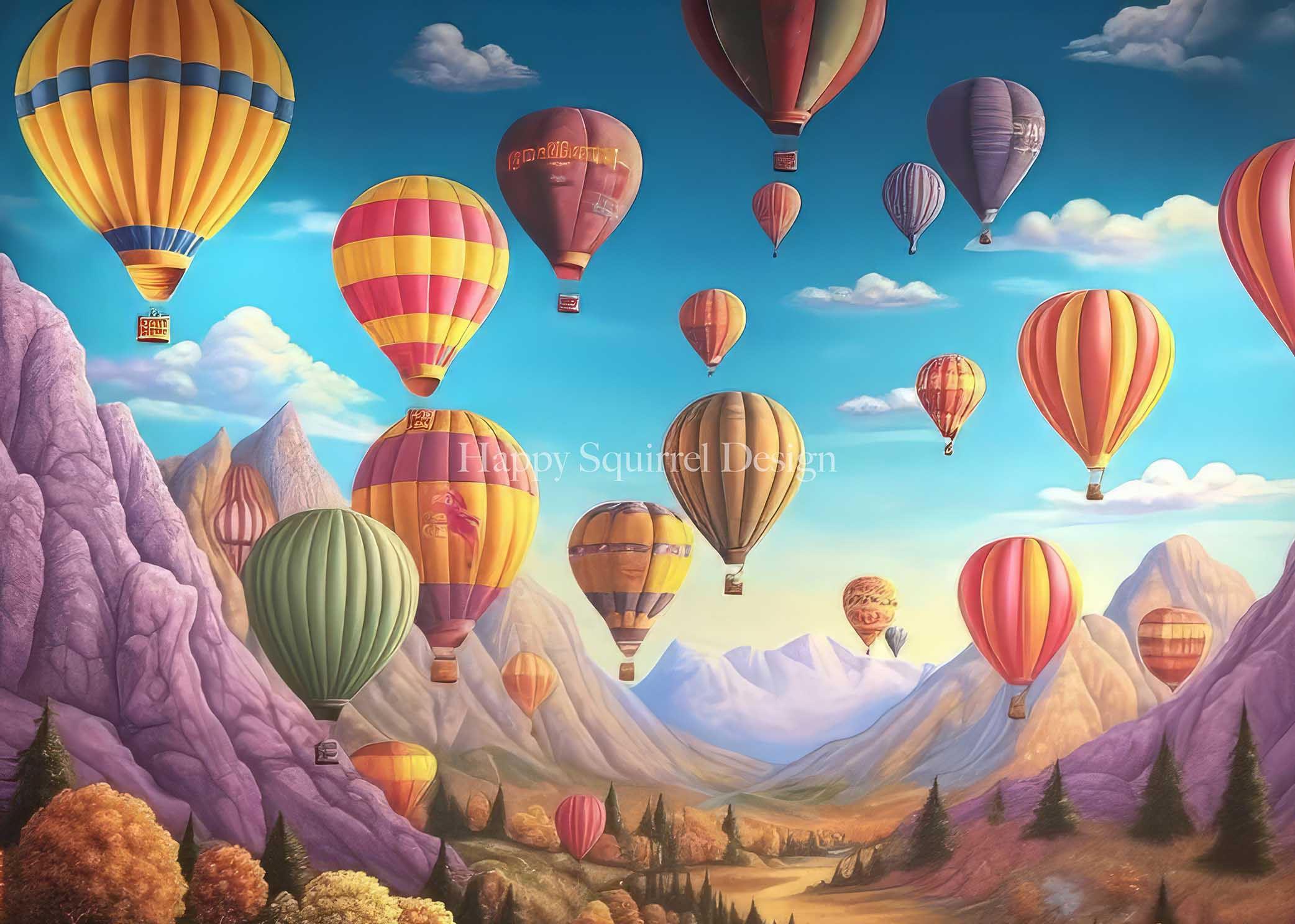Kate Mountainside Air Balloons Backdrop Designed by Happy Squirrel Design - Kate Backdrop AU