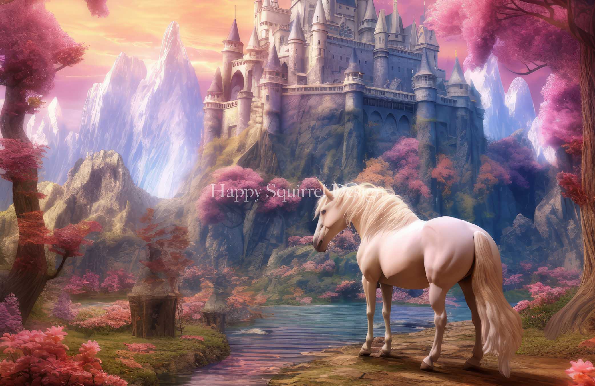 Kate Unicorn Castle Magic Backdrop Designed by Happy Squirrel Design - Kate Backdrop AU