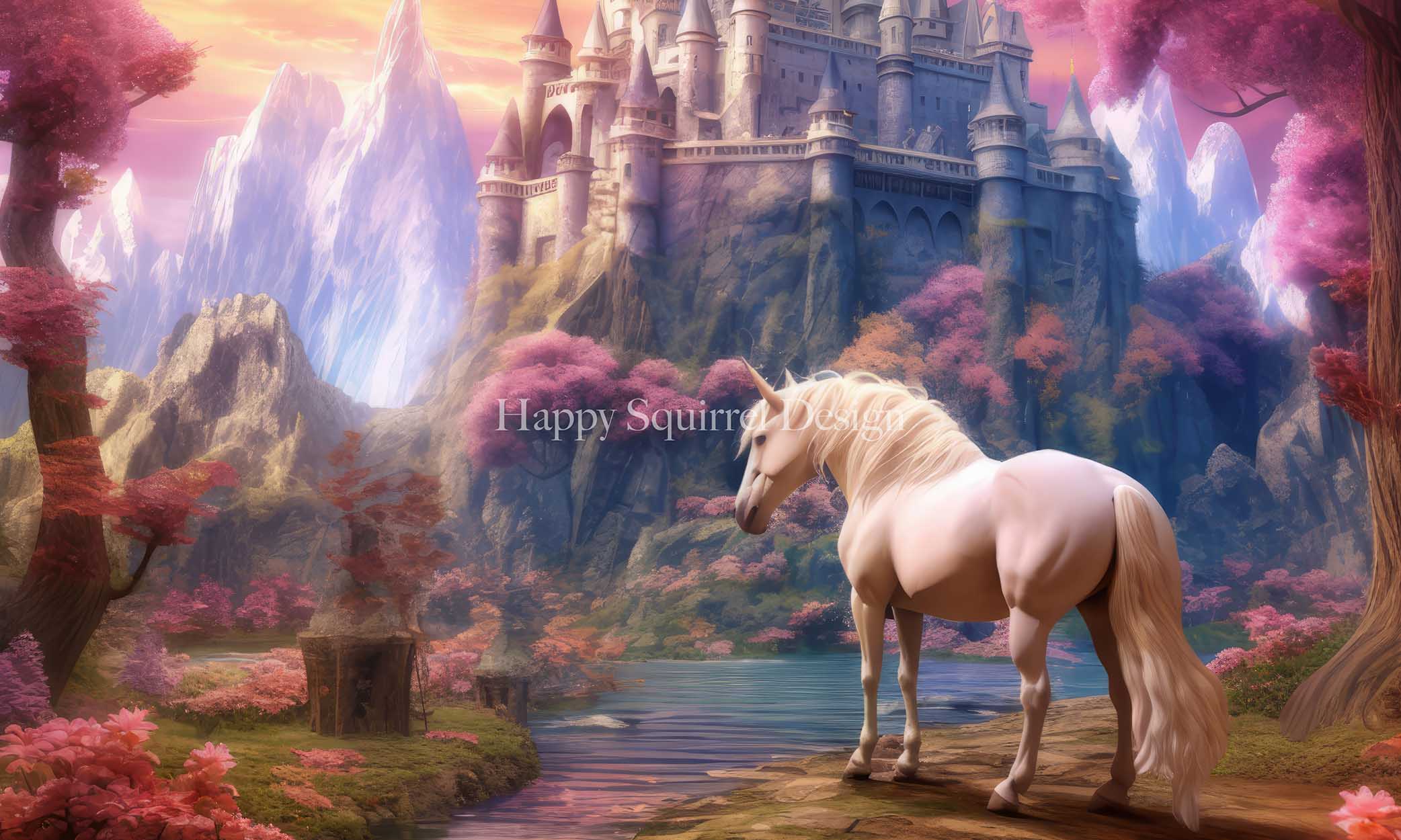 Kate Unicorn Castle Magic Backdrop Designed by Happy Squirrel Design - Kate Backdrop AU