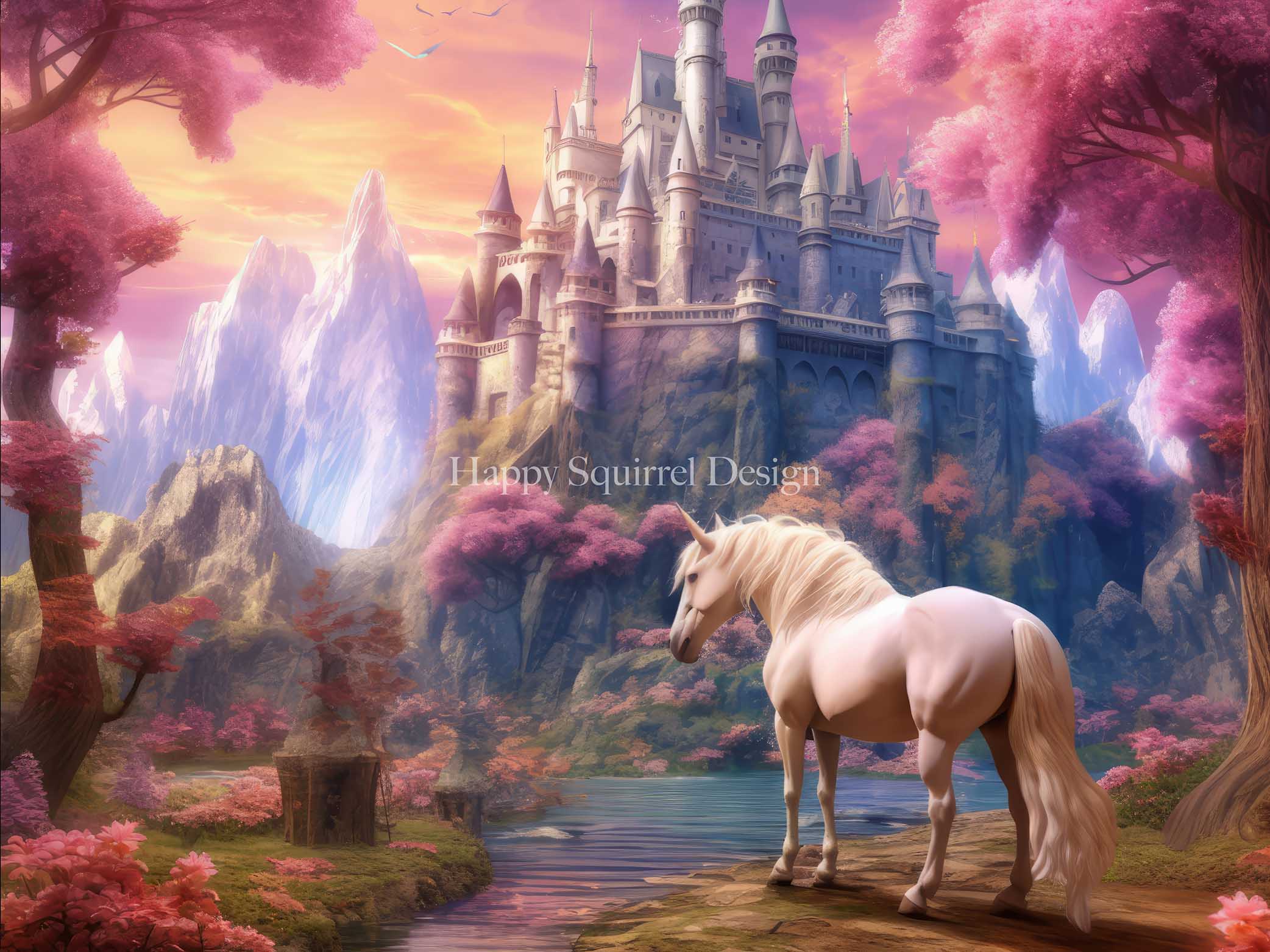 Kate Unicorn Castle Magic Backdrop Designed by Happy Squirrel Design - Kate Backdrop AU