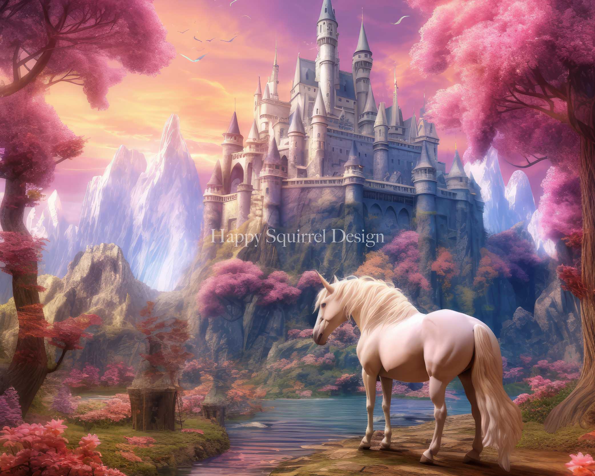 Kate Unicorn Castle Magic Backdrop Designed by Happy Squirrel Design - Kate Backdrop AU