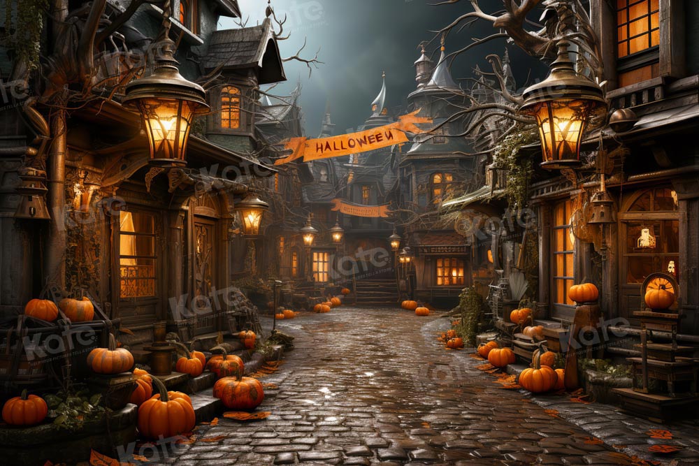 Kate Halloween Pumpkin Town Backdrop Designed by Emetselch - Kate Backdrop AU