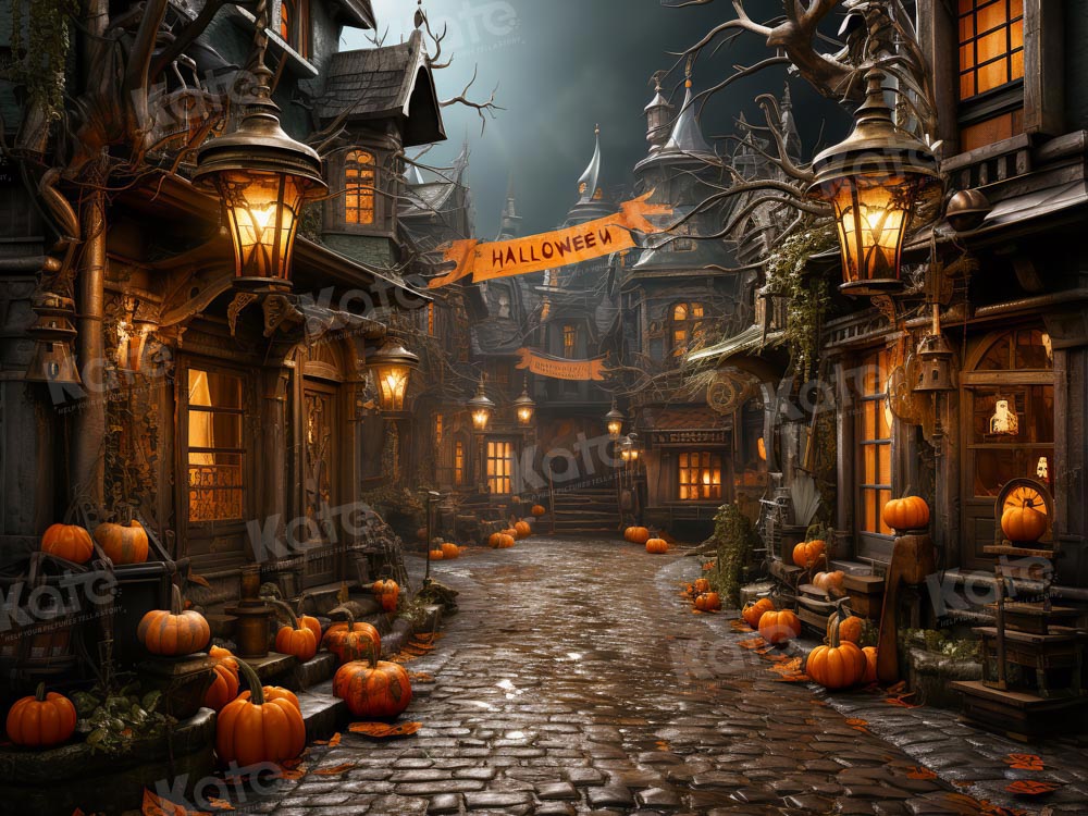 Kate Halloween Pumpkin Town Backdrop Designed by Emetselch - Kate Backdrop AU