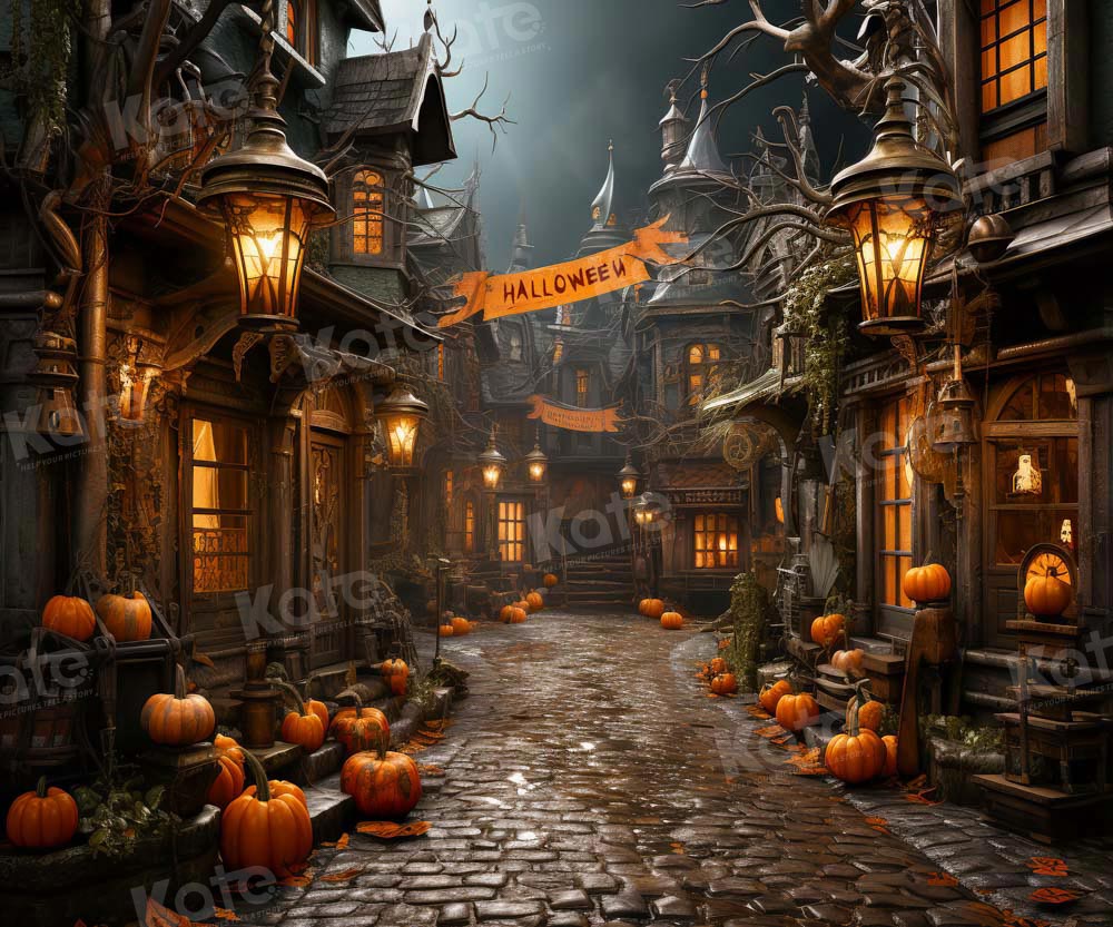 Kate Halloween Pumpkin Town Backdrop Designed by Emetselch - Kate Backdrop AU