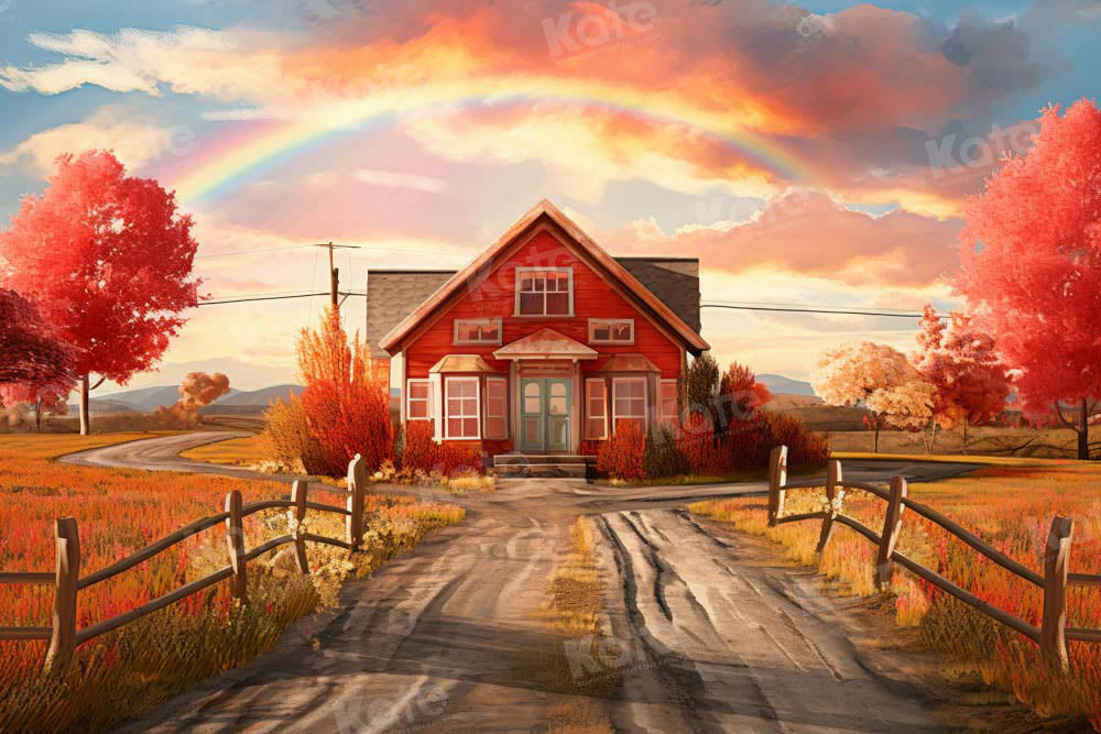 Kate Autumn Farm Rainbow Backdrop Designed by Chain Photography - Kate Backdrop AU
