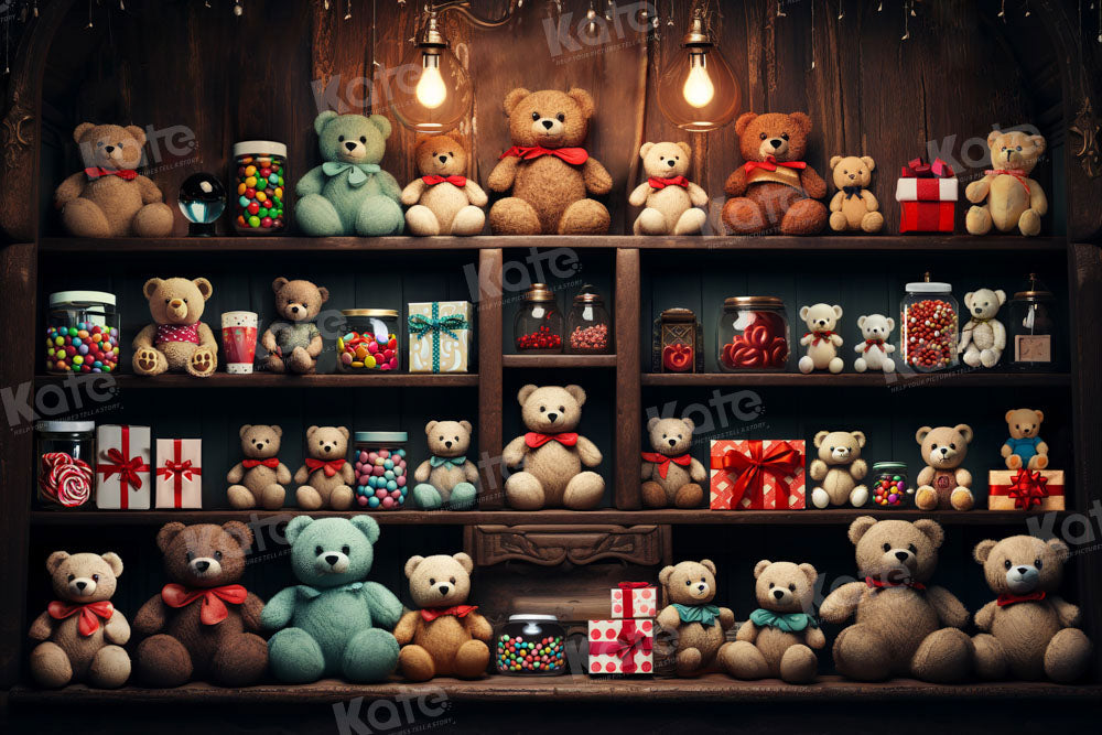 Kate Teddy Bear Shelf Gifts Birthday Backdrop Designed by Emetselch - Kate Backdrop AU