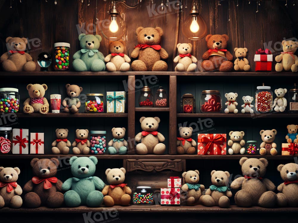 Kate Teddy Bear Shelf Gifts Birthday Backdrop Designed by Emetselch - Kate Backdrop AU