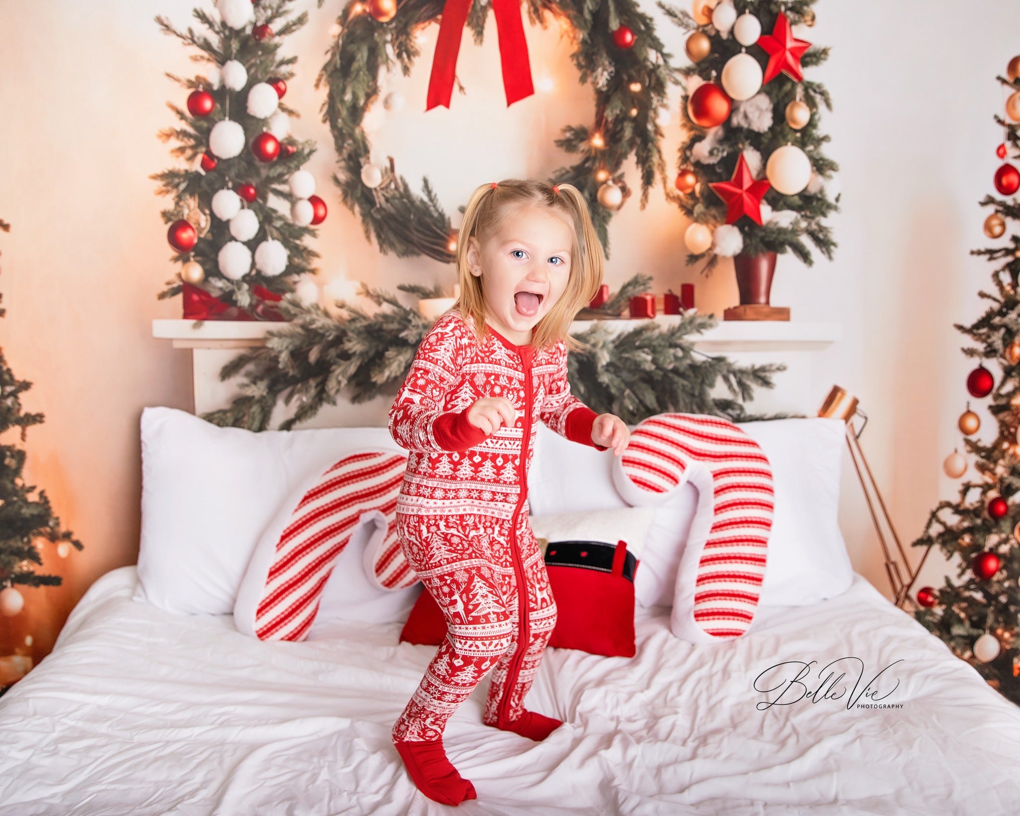 Kate Warm Christmas Backdrop Headboard Tree for Photography