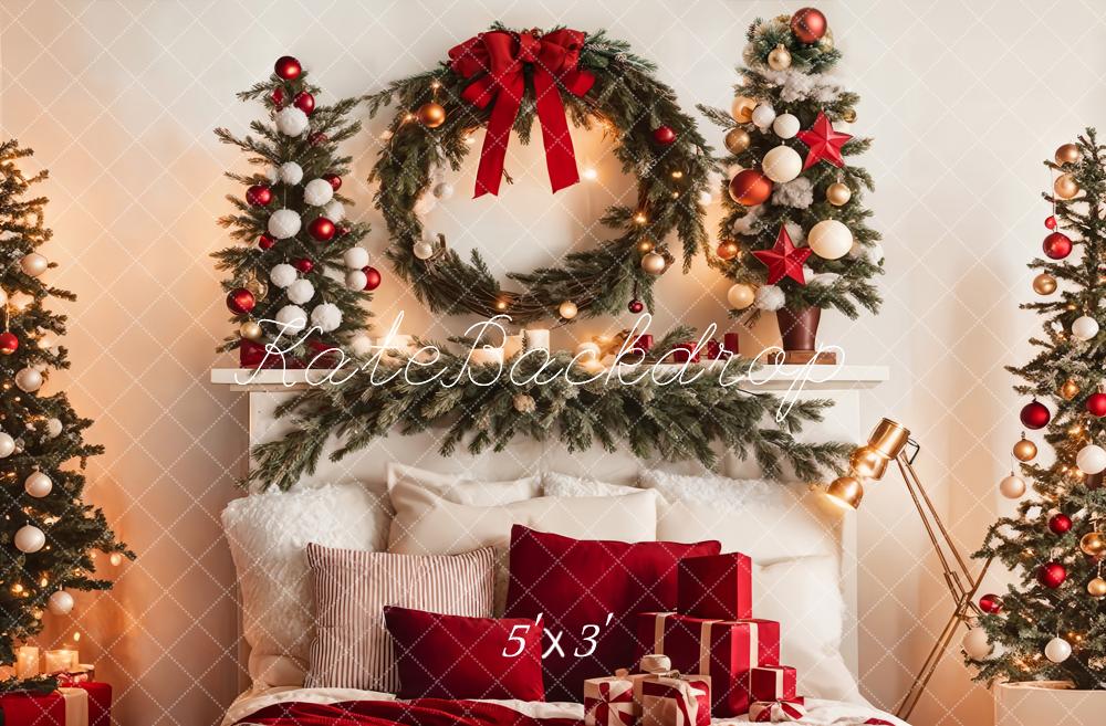 Kate Warm Christmas Backdrop Headboard Tree for Photography - Kate Backdrop AU