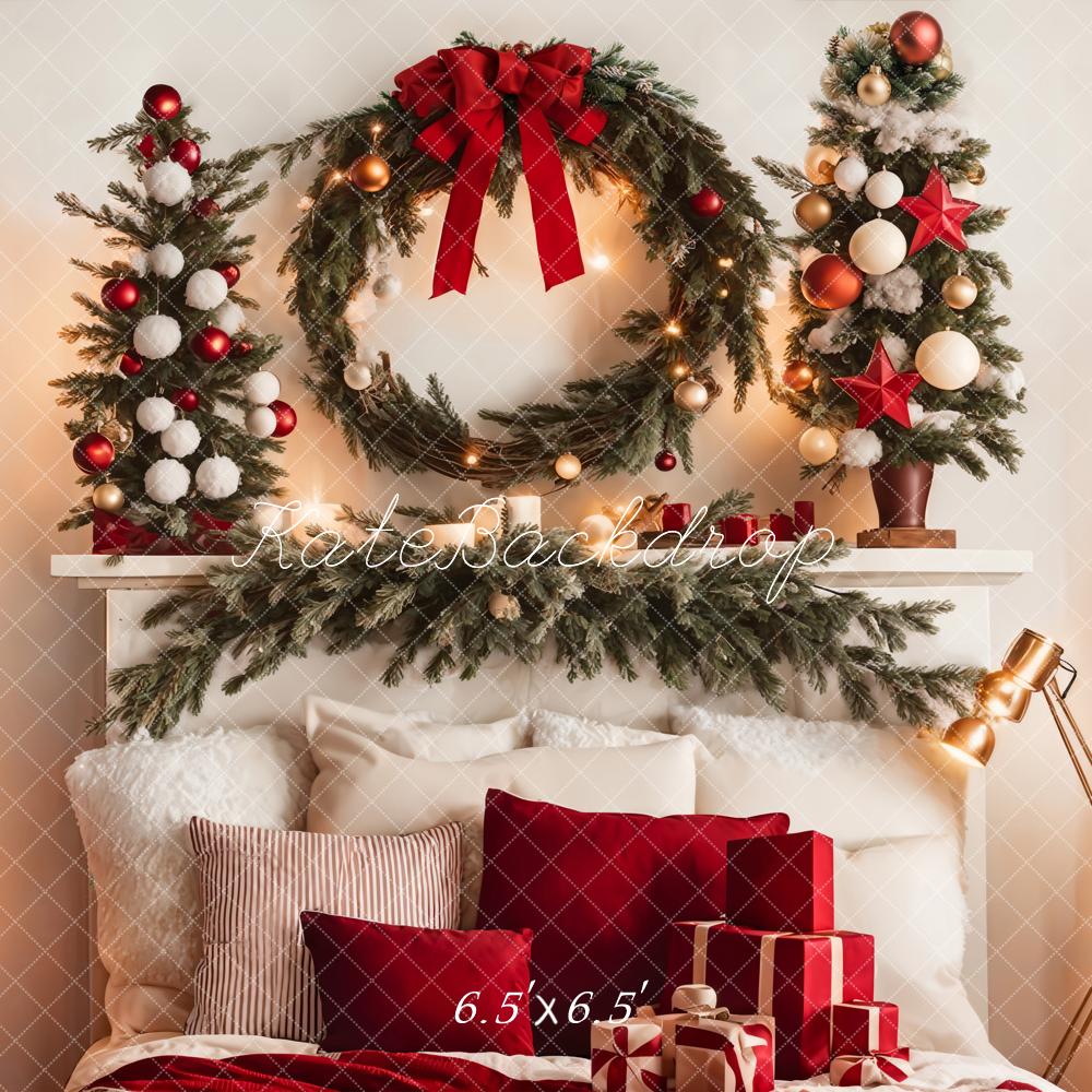 Kate Warm Christmas Backdrop Headboard Tree for Photography - Kate Backdrop AU