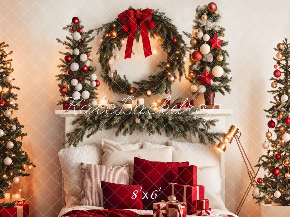Kate Warm Christmas Backdrop Headboard Tree for Photography - Kate Backdrop AU
