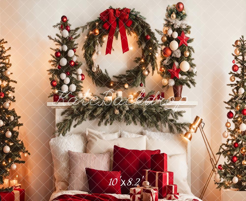 Kate Warm Christmas Backdrop Headboard Tree for Photography - Kate Backdrop AU
