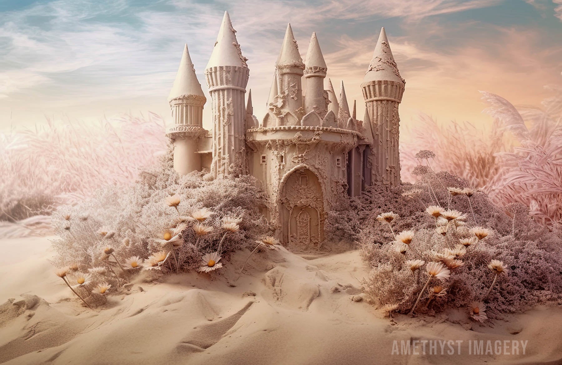 Kate Dreamy Beach Sandcastle Backdrop Designed by Angela Marie Photography - Kate Backdrop AU