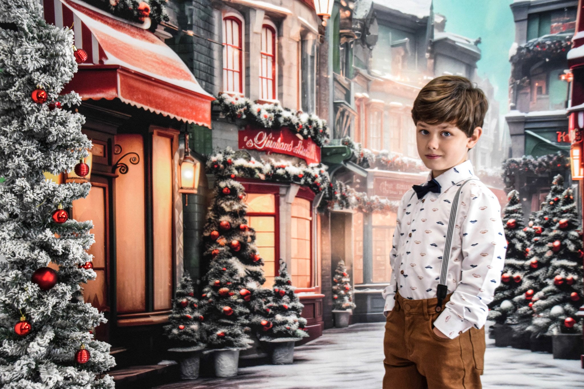 Kate Christmas Store Street Corner Backdrop for Photography - Kate Backdrop AU
