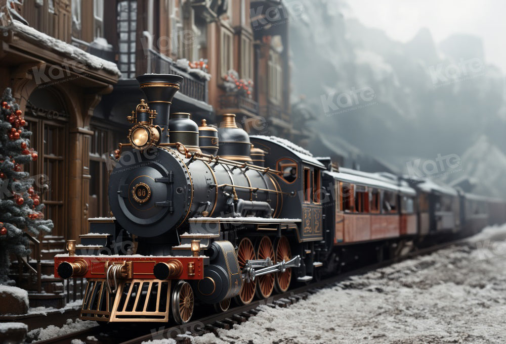 Kate Winter Outdoor Train Backdrop for Photography - Kate Backdrop AU