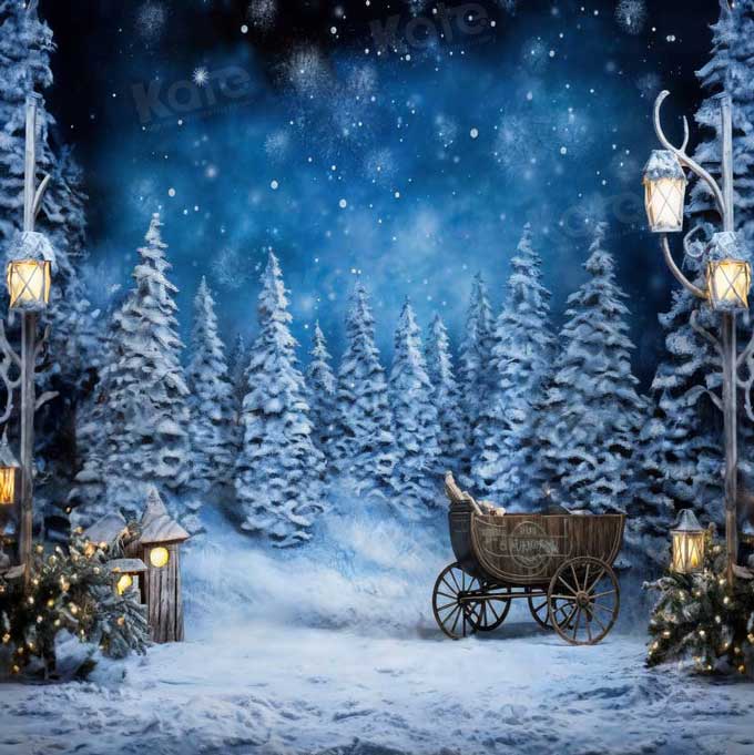 Kate Winter Snow Christmas Tree Backdrop for Photography - Kate Backdrop AU