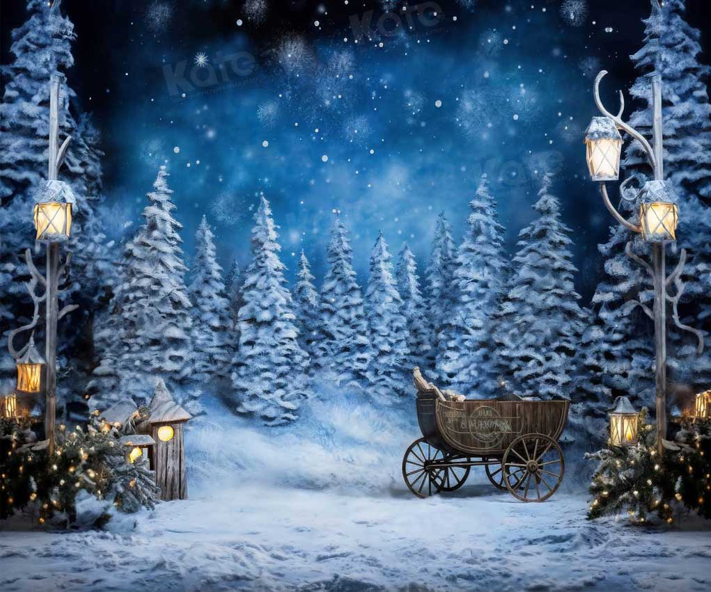 Kate Winter Snow Christmas Tree Backdrop for Photography - Kate Backdrop AU