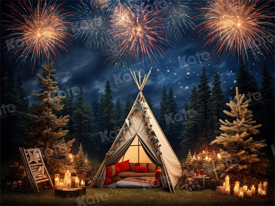 Kate Fireworks Camping Forest Backdrop for Photography - Kate Backdrop AU