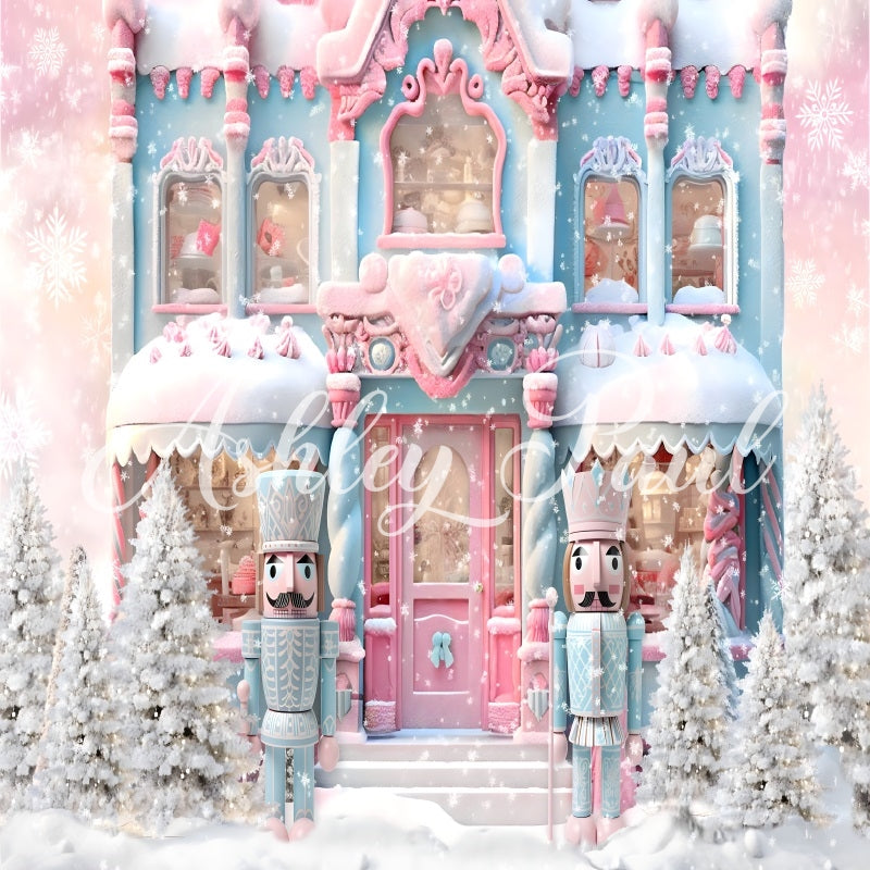 Kate Pink Christmas Nutcracker House Backdrop Designed by Ashley Paul - Kate Backdrop AU