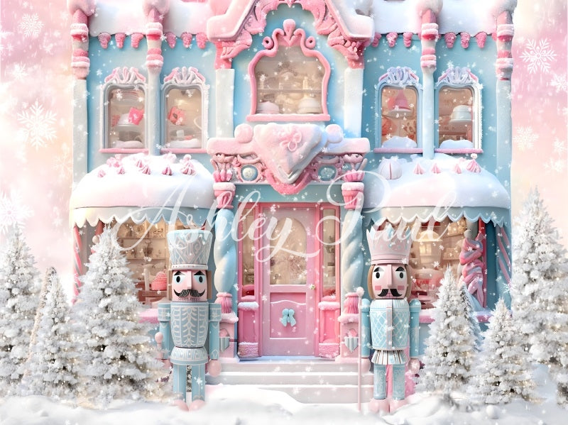 Kate Pink Christmas Nutcracker House Backdrop Designed by Ashley Paul - Kate Backdrop AU