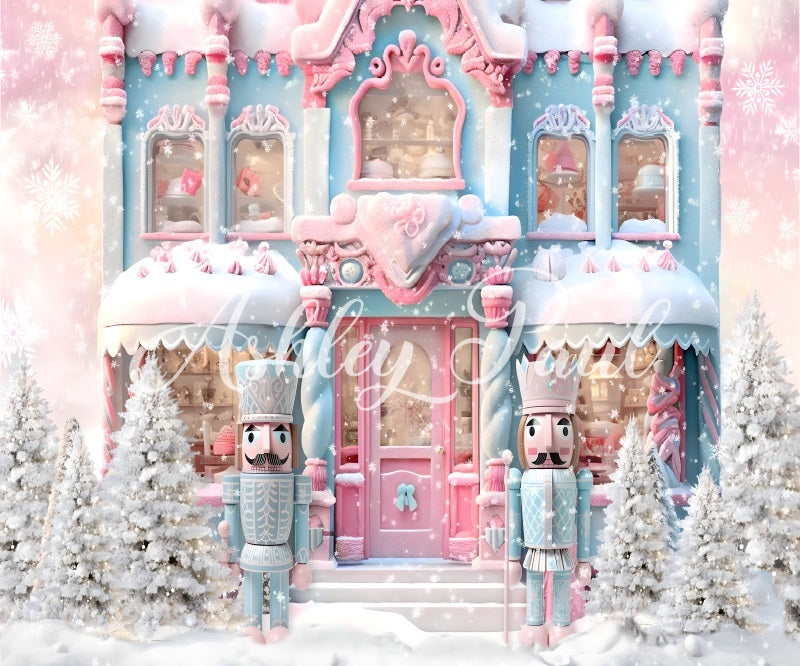 Kate Pink Christmas Nutcracker House Backdrop Designed by Ashley Paul - Kate Backdrop AU