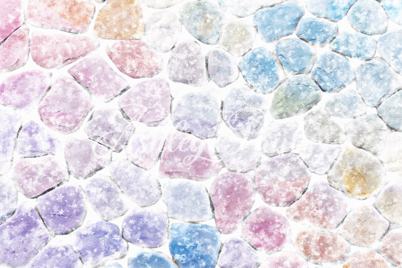 Kate Winter Colorful Cobblestone Snow Backdrop Designed by Ashley Paul - Kate Backdrop AU