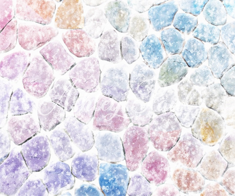 Kate Winter Colorful Cobblestone Snow Backdrop Designed by Ashley Paul - Kate Backdrop AU
