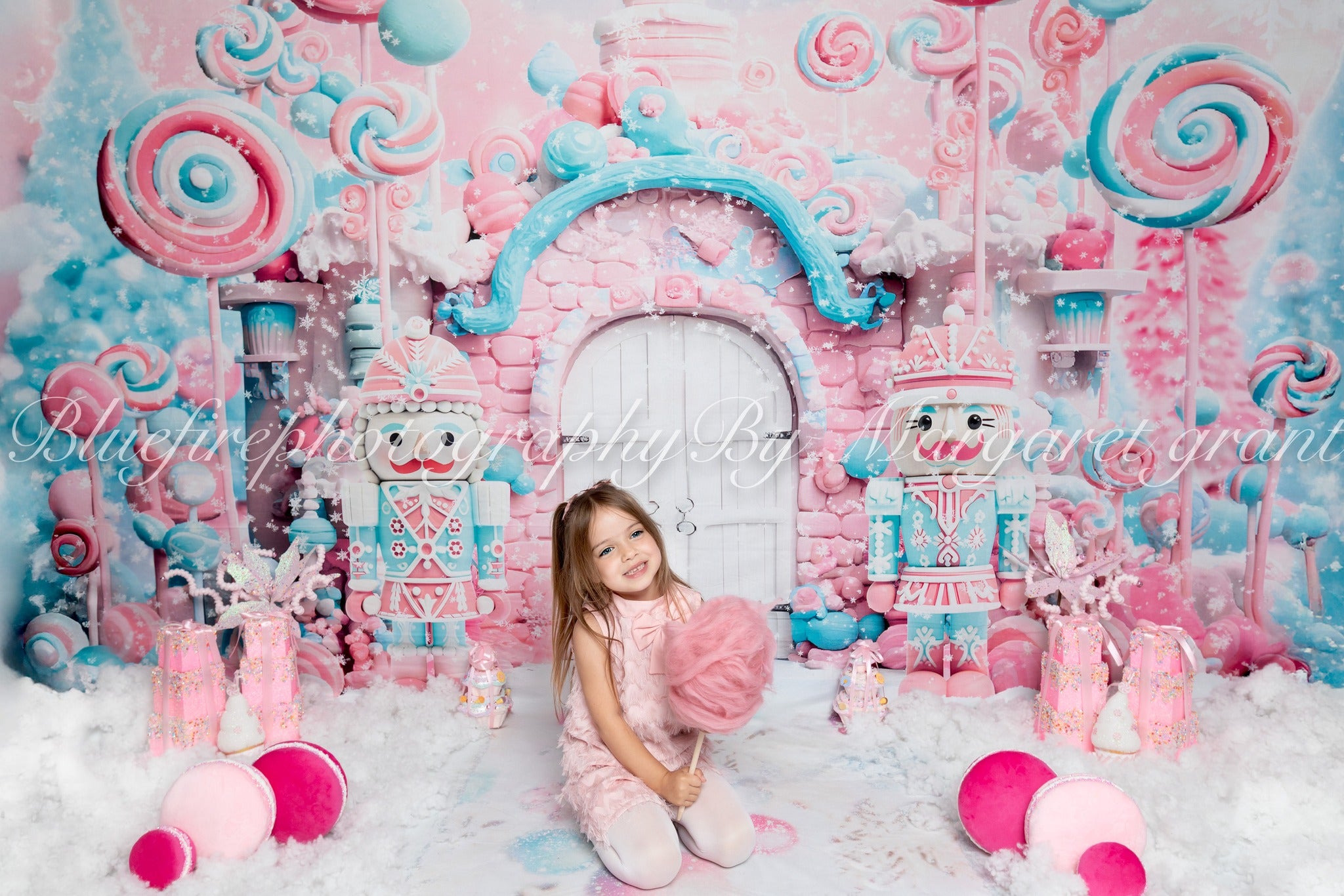 Kate Winter Christmas Pink Candy Door Nutcracker Backdrop Designed by Ashley Paul - Kate Backdrop AU