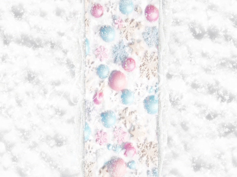 Kate Winter Christmas Snow Fantasy Backdrop Pink Snowflake Path Designed by Ashley Paul - Kate Backdrop AU
